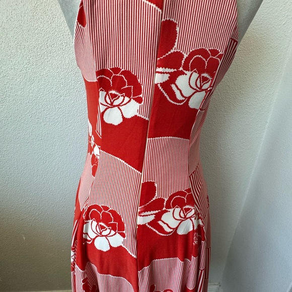 Antrhopologie Eva Franco Fit and Flare Dress Red White Floral Swing Elegant SZ 4 - Picture 10 of 15